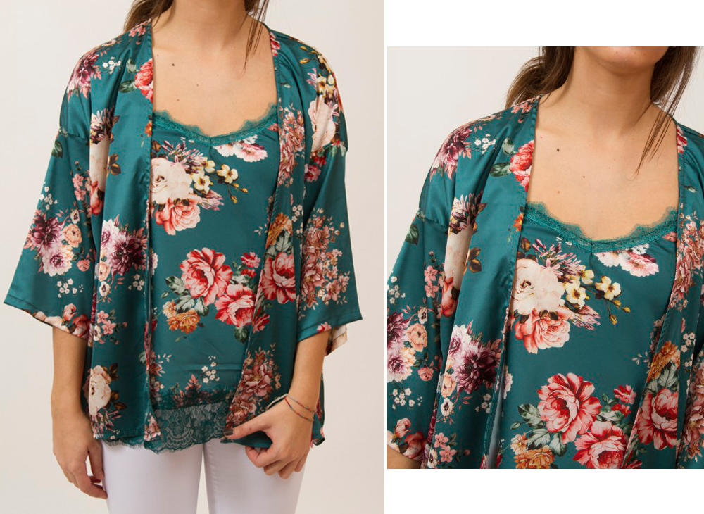 kimono floral verde liberatta