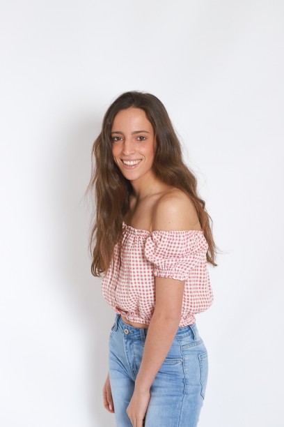 Top cuadros vichy rosa