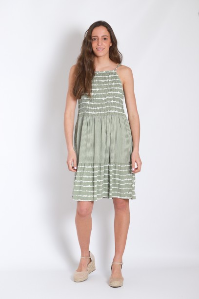 Vestido rayas corto verde
