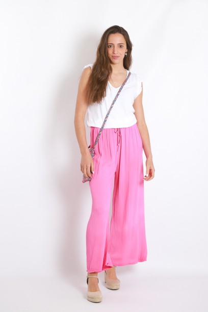 Pantalón tipo bambula fucsia