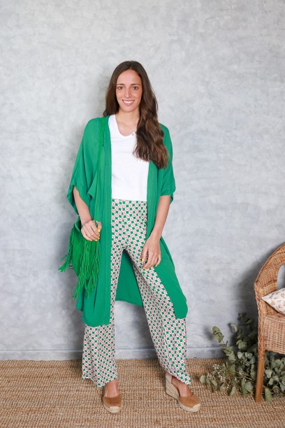 Kimono Noa de bambula verde