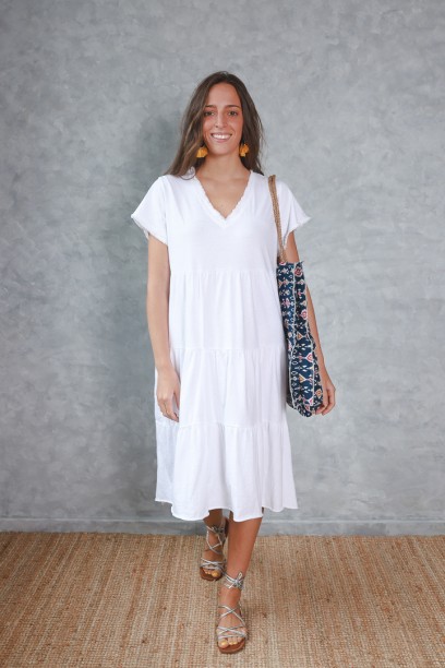 Vestido blanco oversize de...