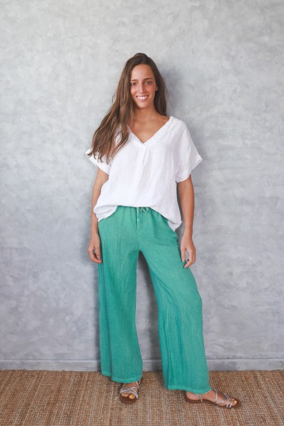 Pantalón con nudo liso de...