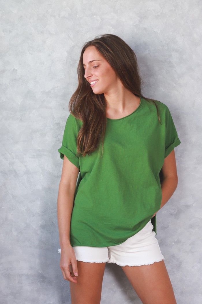 Espectacular Certificado Avanzar comprar Camiseta básica verde césped de algodón y cuello redondo