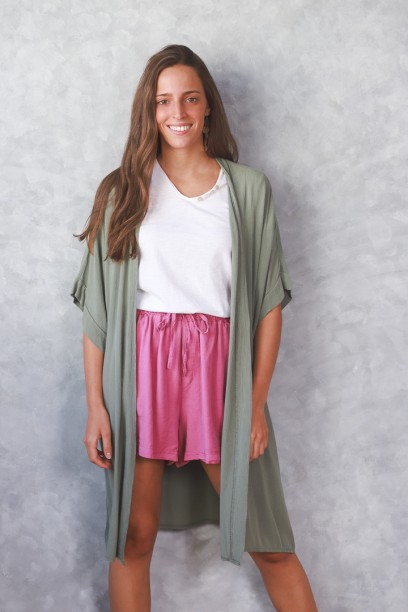 Kimono Noa de bambula verde...