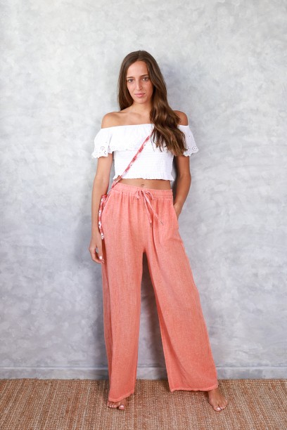 Pantalón con nudo liso de...