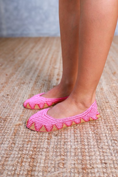 Bailarinas crochet rosas