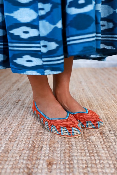 Bailarinas crochet naranja...