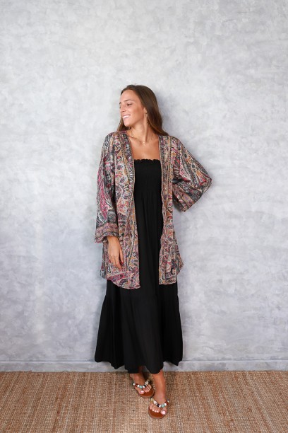 Kimono camel estampado...