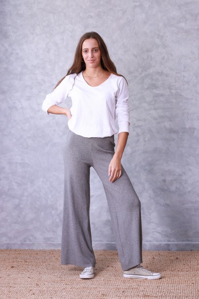 Pantalón culotte de punto gris