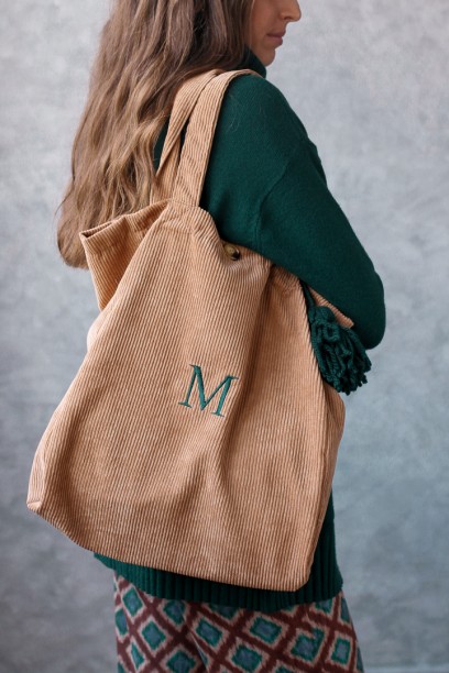 Bolso de pana camel con...