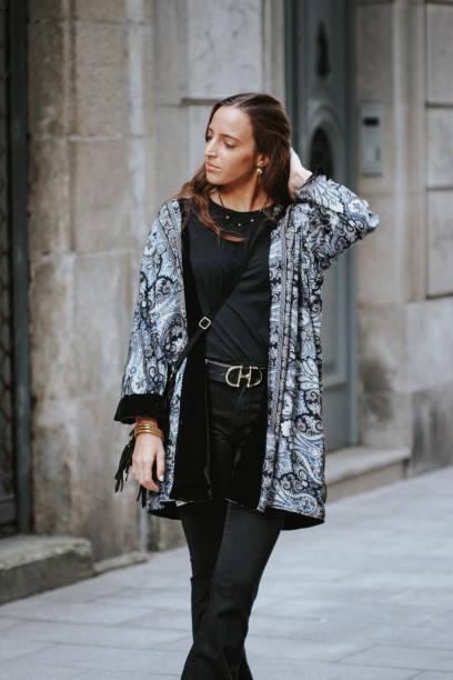 Kimono corto reversible de...