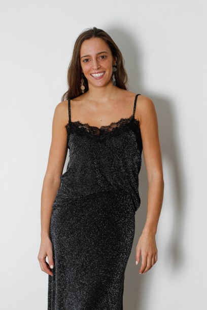 Top lencero negro con...
