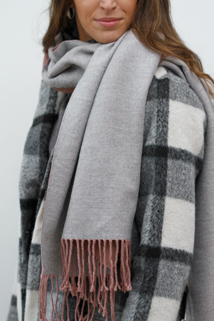 Bufanda cashmere rosa gris