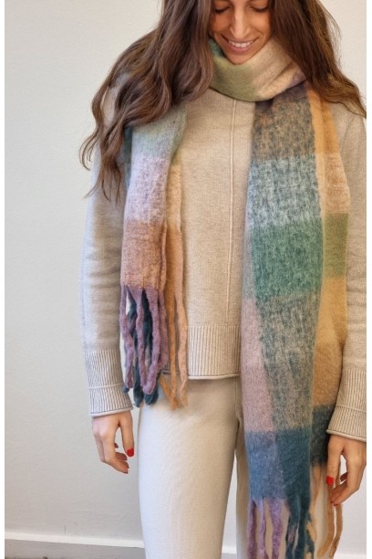 Bufanda cashmere cuadros en...
