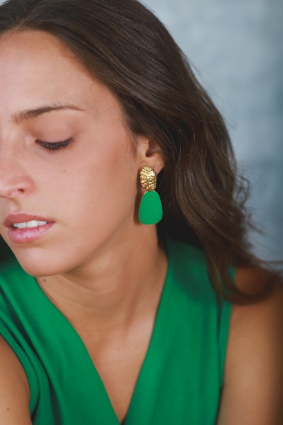 Pendientes dorado y verde