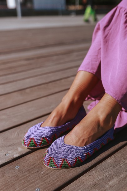 Bailarinas crochet lila y...