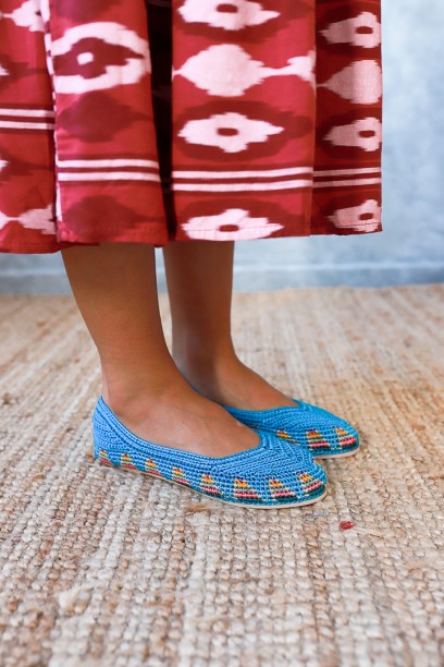 Bailarinas crochet azul