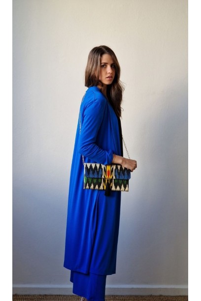 Kimono largo fluido color azul