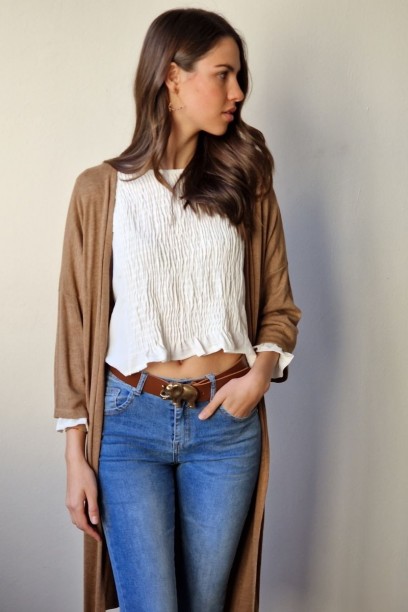 Blusa fruncida blanca con...