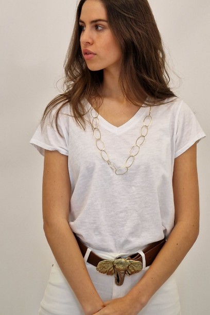 Collar de acero largo dorado