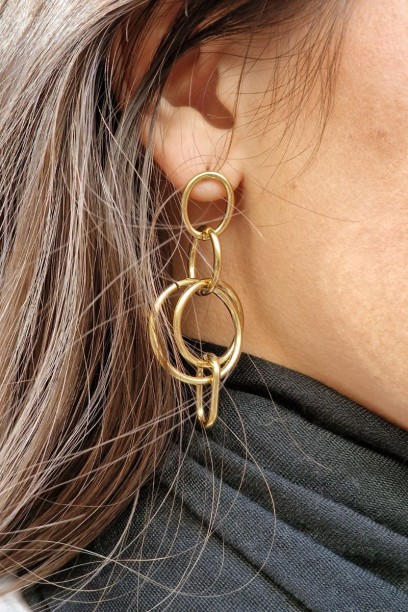 Pendientes acero dorado con...
