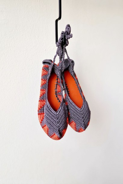 Bailarinas crochet grises...