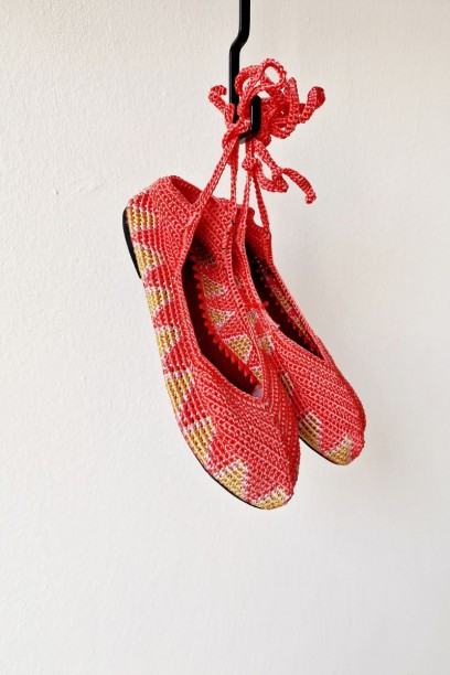 Bailarinas crochet coral y...