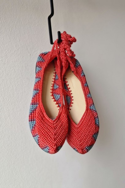 Bailarinas crochet coral...