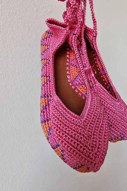 Bailarinas crochet fucsia y...