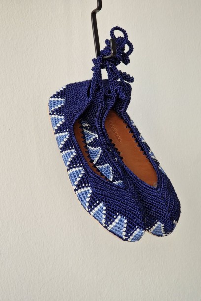Bailarinas crochet grises y...