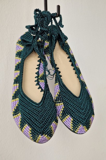 Bailarinas crochet verde y...