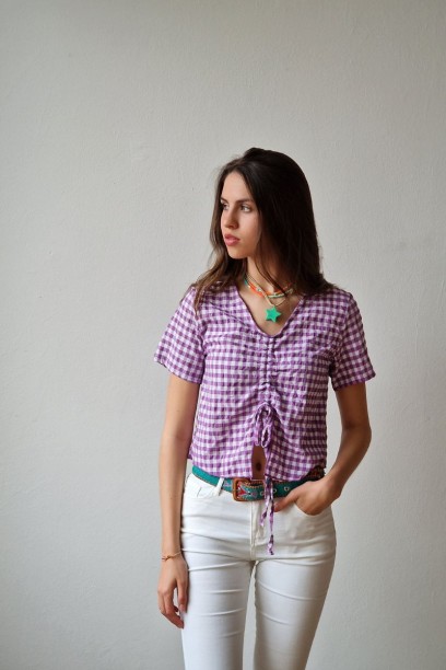 Top teen de cuello pico y...