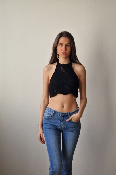 Crop top teen punto calado...