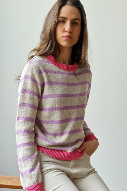 Jersey de rayas beige y...