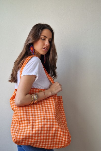 Bolso de cuadro vichy con...