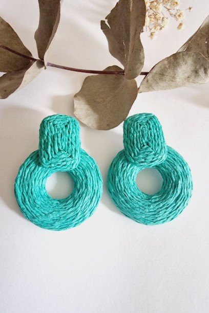 Pendientes rafia turquesa