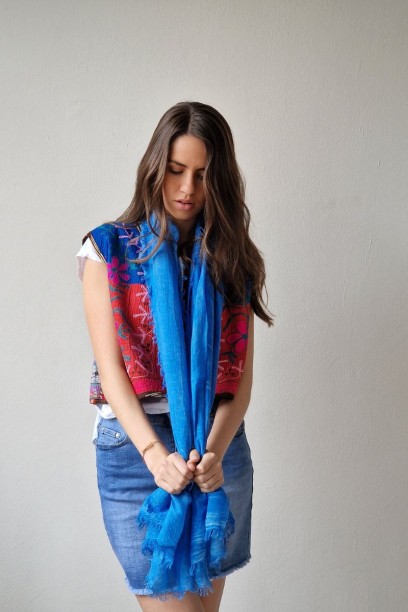 Fular oversize azul
