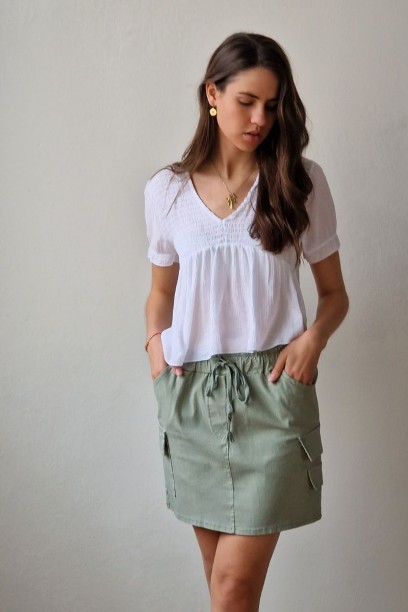 Minifalda cargo elástica verde