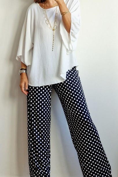 Blusa manga floja blanca...