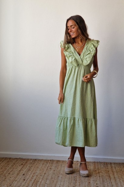 Vestido cuadro vichy cuello...