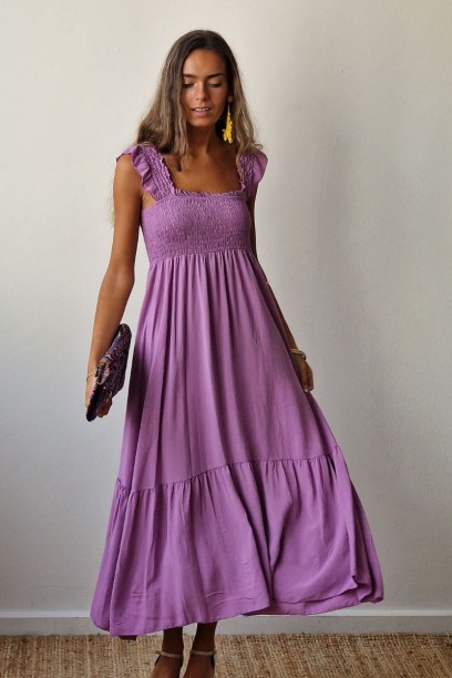 Vestido liso con nido de...