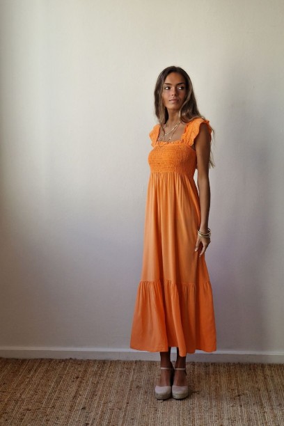 Vestido liso con nido de...