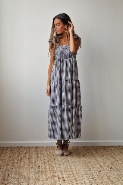 Vestido vichy con nido de...