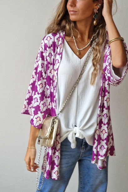 Kimono corto con estampado...
