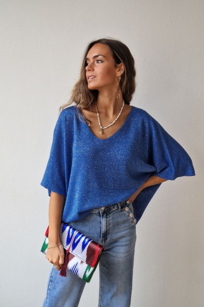 Jersey azul con brillos de...