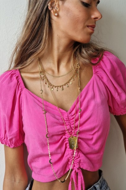 Crop top de manga corta con...