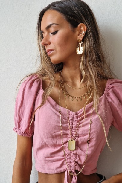 Crop top de manga corta con...