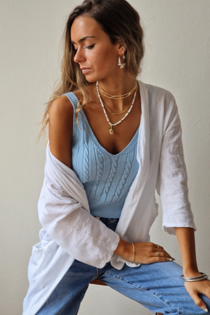 Crop top de punto en color...