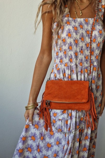 Bolso de ante naranja con...